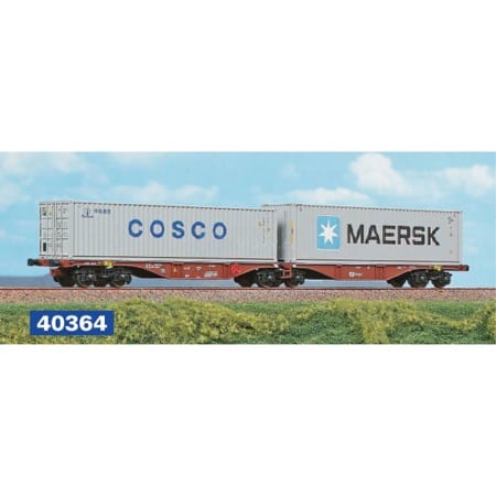 Dobbelt-containervogn litra Sggrss 80\' med COSCO/MAERSK container 