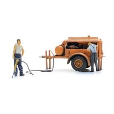 Compressor Trailer with jackhammer + 2 figures 