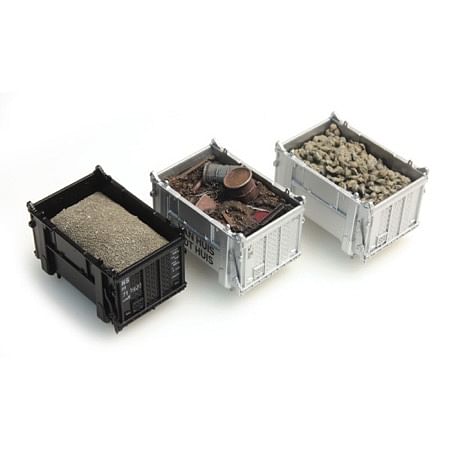 Containerfyld med sand, roer og jernskrot 
