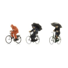 Cyclists in the rain (3x) 