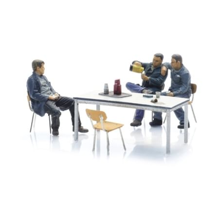 Steelworkers having a break (3x) 