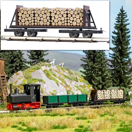 Flachwagen mit Holzladung H0 