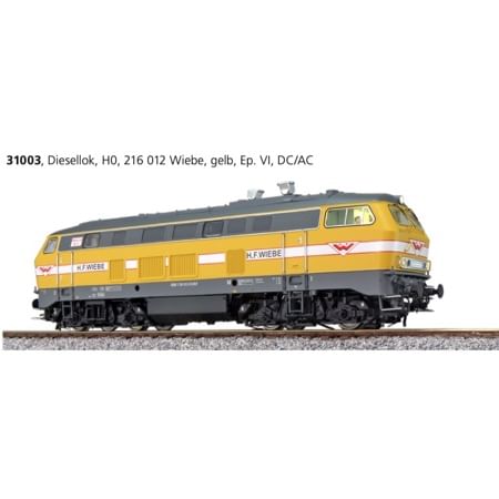 Diesellok, H0, BR 216, 216 012 Wiebe, gelb, Ep VI, Vorbildzustand um 2014, Sound+Rauch, DC/AC 