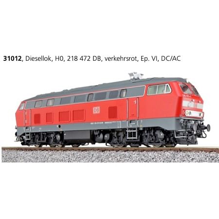 Diesellok, H0, BR 218, 218 472 DB, verkehrsrot, Ep VI, Vorbildzustand um 2007, Sound+Rauch, DC/AC 