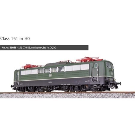 Electric engine, H0, BR 151, 151 070 DB, oxid green, Era IV, prototype around 1988, LokSound, Panto, DC/AC 