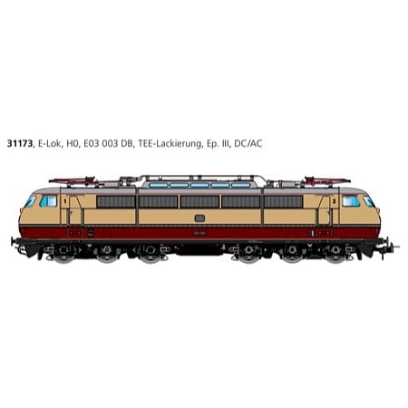 E-Lok, H0, E03, E03 003 DB, TEE, Ep III, Vorbildzustand um 1966, LokSound, Pantograph, DC/AC 
