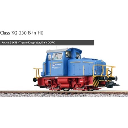 Dieselengine, H0, KG230, ThyssenKrupp, blue, Era V, prototype around 2004, LokSound, Smoke unit, Automatic coupler, DC/AC 