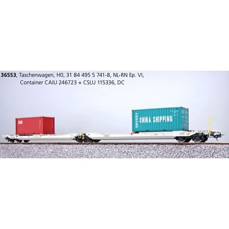 Taschenwagen, H0, Sdggmrs, 31 84 495 5 741-8, NL-RN Ep. VI, Container CAIU 246723 + CSLU 115336, DC 