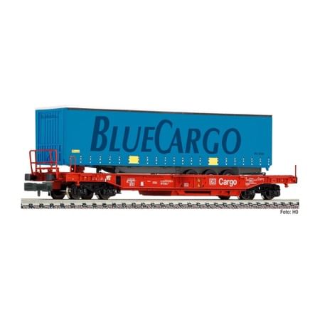 Einheitstaschenwaggon mit Auflieger "BlueCargo", DB AG DC