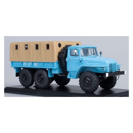 URAL-375D flatbed w. tent,blue 