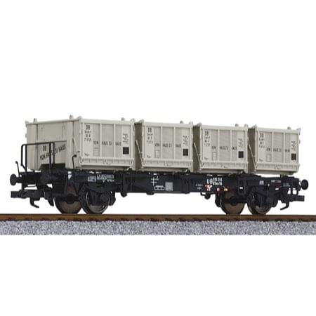 Behältertragwagen BTms 55 mit 4 Behältern 