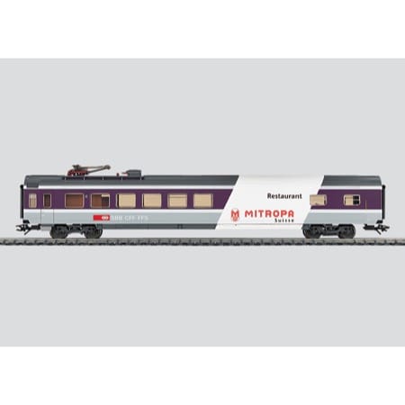 Einheitswagen IV WR der Schweizerischen Bundesbahnen (SBB). Euro-City-Wagen, bewirtschaftet von der MITROPA AG. 