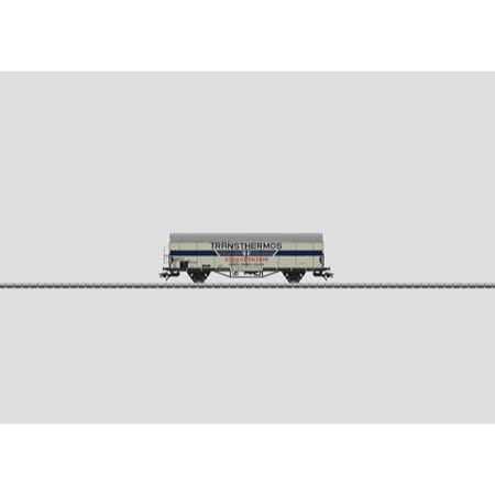 Kühlwagen Bauart Ibblps 379 der Deutschen Bundesbahn (DB), vermietet an die Firma Transthermos Kühlverkehr. Betriebszustand Anfang 1970er Jahre. 