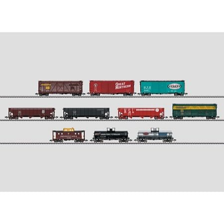 US-Güterwagen-Set. 
