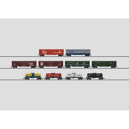 Set mit 10 "Tin Plate"-Güterwagen. 