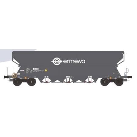 H0 Getr.wag. Tagnpps 101m³ \'ERMEWA\' dkl.grau Logo weiß geänd. Wag.nr. 