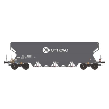 H0 Getreidewagen Tagnpps 101m³ \'ERMEWA\' dkl.grau m. Zugschl.bel. DE DC/DCC 