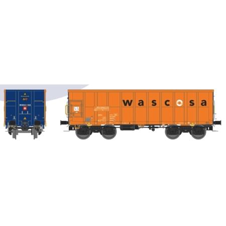 Off. Güterwag. Eamnos 57m³ "WASCOSA", orange/blau, geänd. Wag.nr., 11,3m 