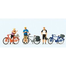 Stehende Radfahrer in sportli 