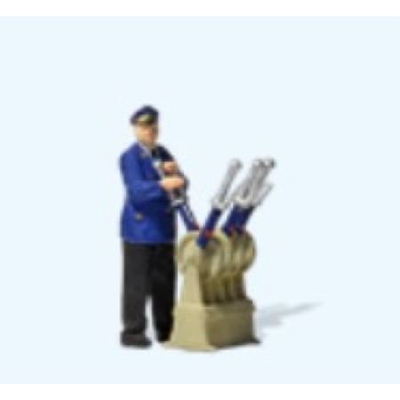 Signal box worker, signal lever 