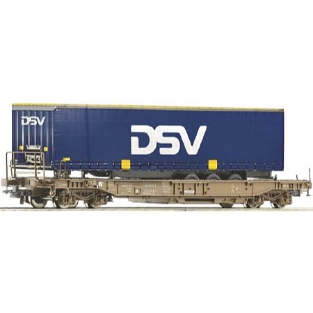 DSB Sdmns lommevogn med DSV trailer 