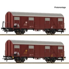 2-tlg. Set: Gedeckte Postgüterwagen 