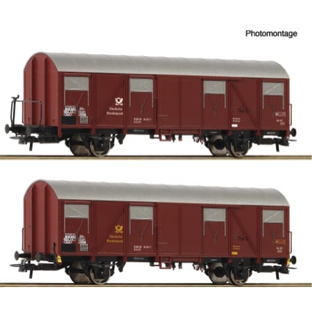 2-tlg. Set: Gedeckte Postgüterwagen 