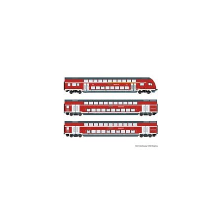 3-tlg. Set: Doppelstockwagen, DB AG AC