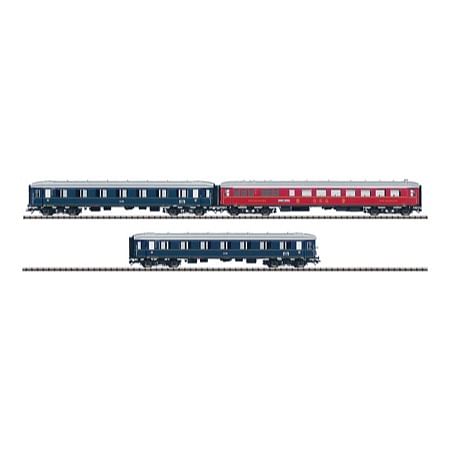 Set mit 3 F-Zug-Wagen "Merkur". - Fernschnellzug "Merkur" DB 